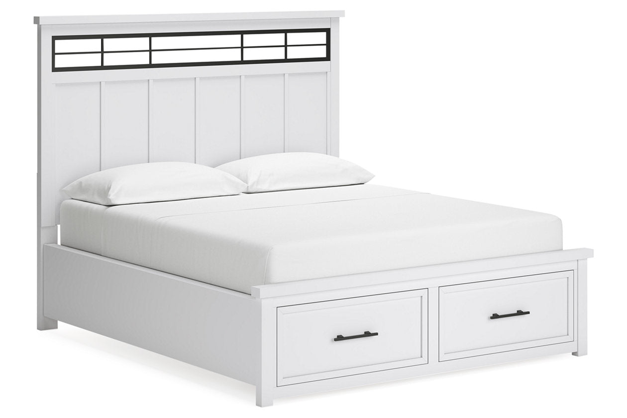 Ashbryn White/Natural California King Panel Storage Bed -  Ashley - Luna Furniture
