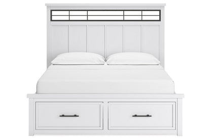 Ashbryn White/Natural California King Panel Storage Bed -  Ashley - Luna Furniture