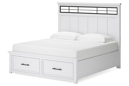 Ashbryn White/Natural King Panel Storage Bed -  Ashley - Luna Furniture