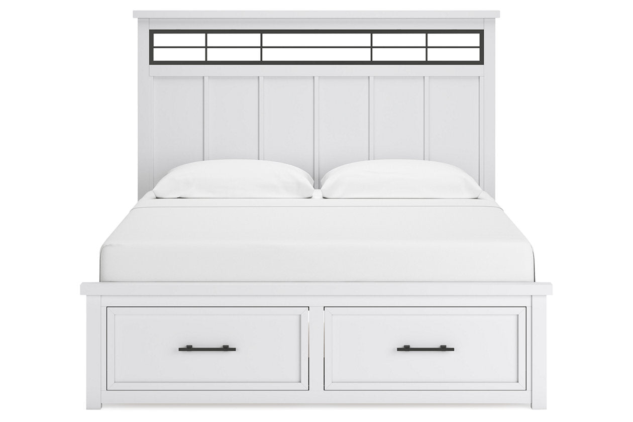 Ashbryn White/Natural King Panel Storage Bed -  Ashley - Luna Furniture
