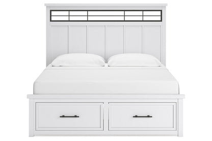 Ashbryn White/Natural King Panel Storage Bed -  Ashley - Luna Furniture