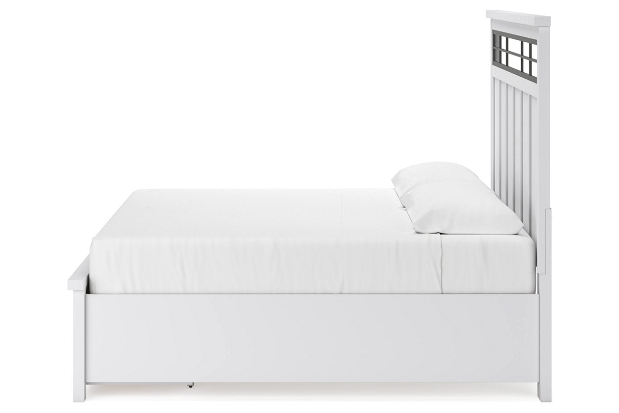 Ashbryn White/Natural King Panel Storage Bed -  Ashley - Luna Furniture