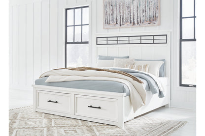 Ashbryn White/Natural King Panel Storage Bed -  Ashley - Luna Furniture