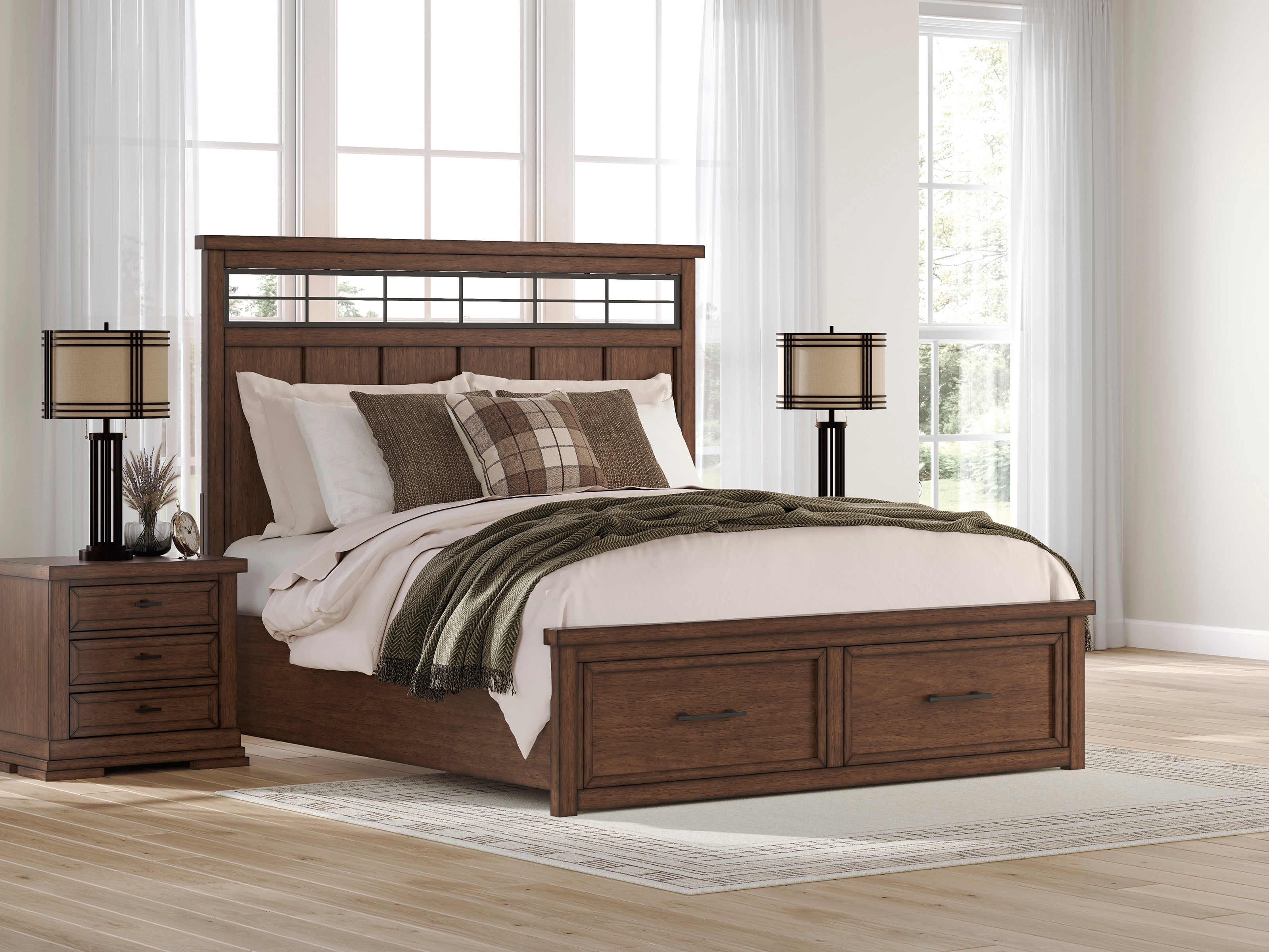 Taffenbrook Medium Brown King Panel Bed from Ashley - Luna Furniture