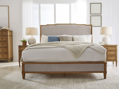 Sharlance Light Brown King Upholstered Panel Bed from Ashley - Luna Furniture