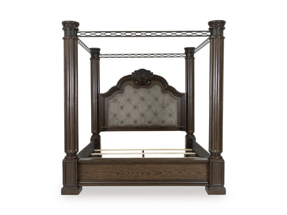 Maylee Dark Brown King Canopy Bed from Ashley - Luna Furniture