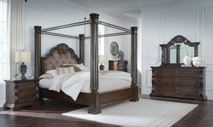Maylee Dark Brown King Canopy Bed from Ashley - Luna Furniture