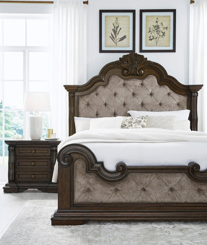 Maylee Dark Brown Upholstered Bedroom Set from Ashley - Luna Furniture