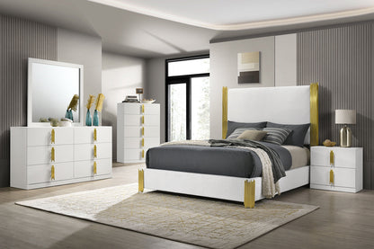 Basildon White/Gold Contemporary Bedroom Set