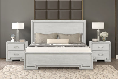 Basilone Rustic White Transitional Bedroom Set