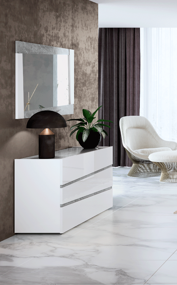 Alba White Single Dresser
