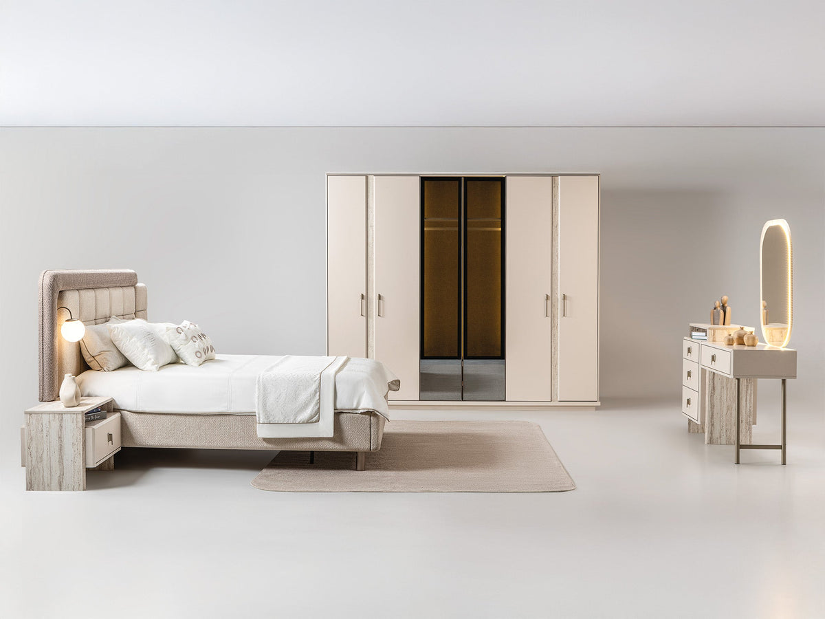 Bern Bedroom (Queen Frame With Headboard &amp; Dresser With Mirror &amp; 2 Nightstand)