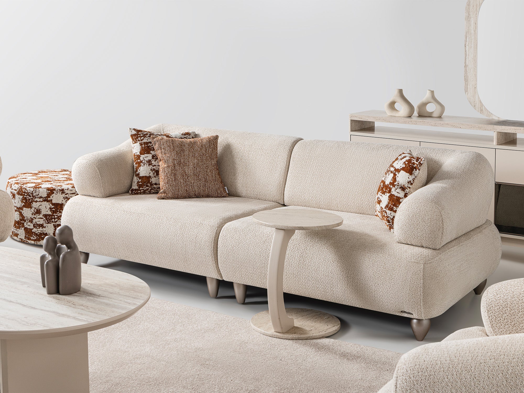 Bern Convertible Loveseat in Cream