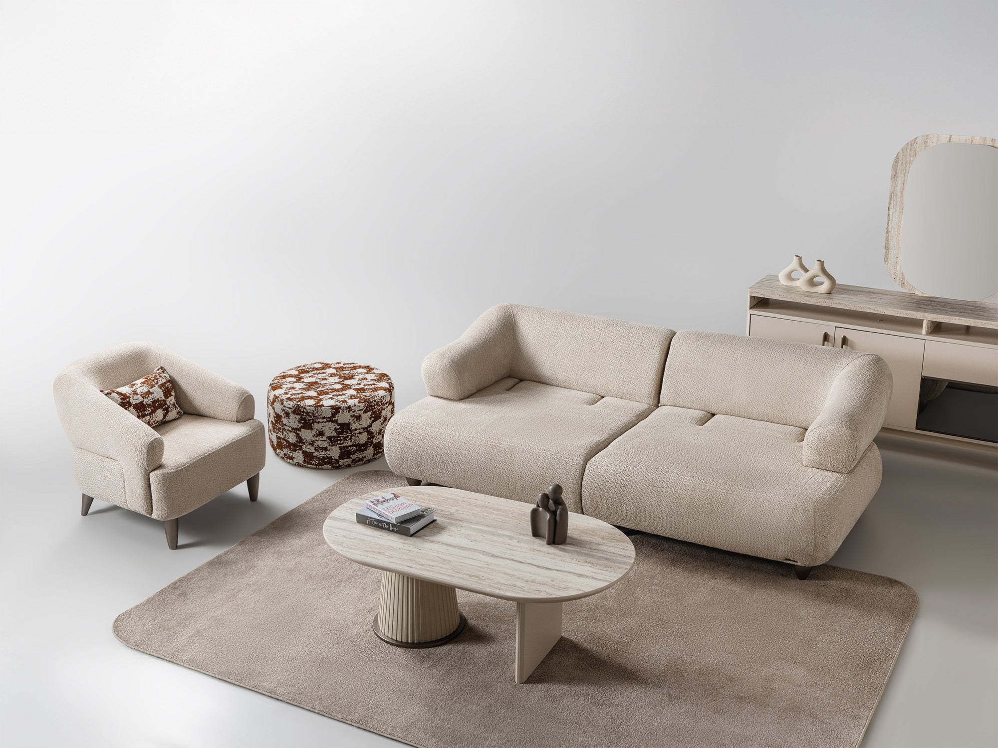 Bern Convertible Loveseat in Cream