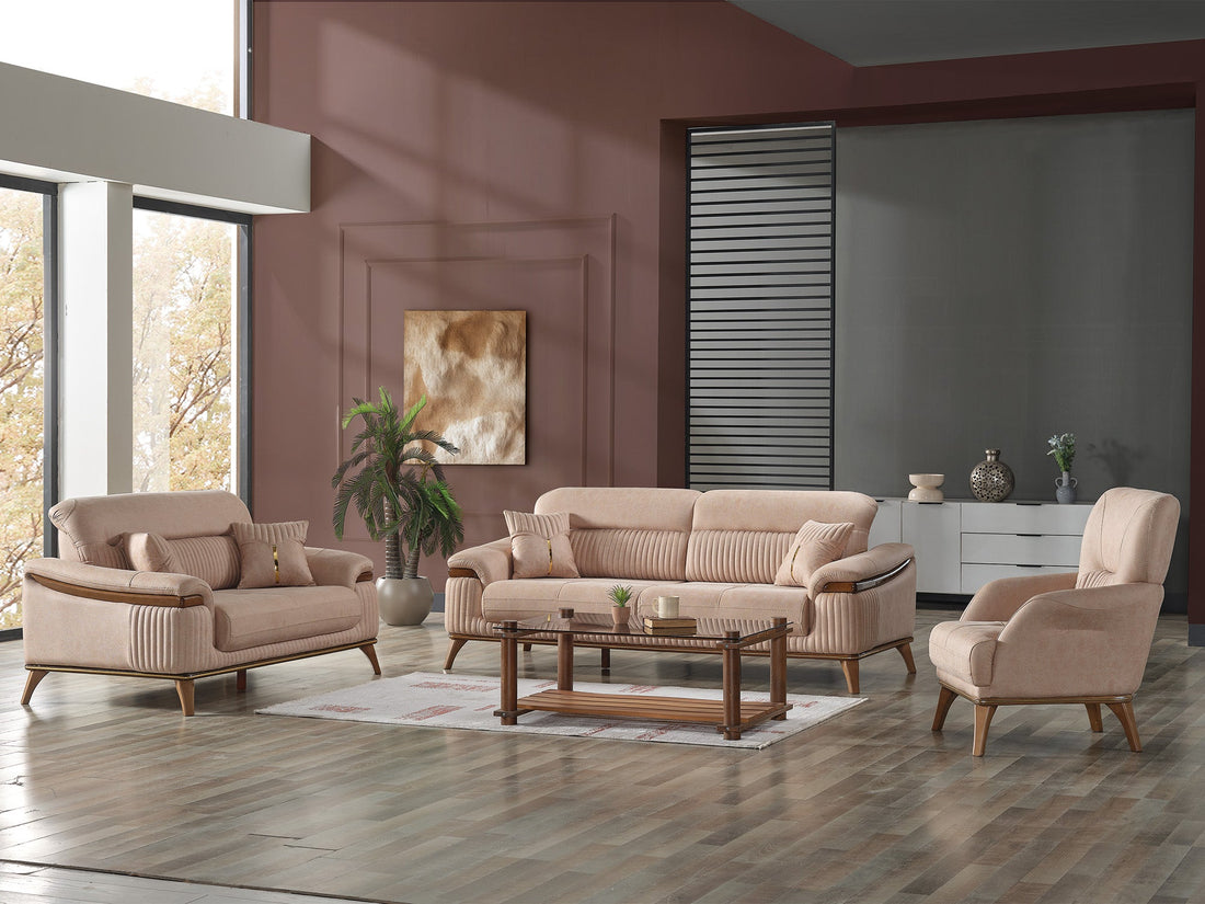 Beta 3-pieces (Sofa &amp; Loveseat &amp; Chair) Livingroom Set in Beige