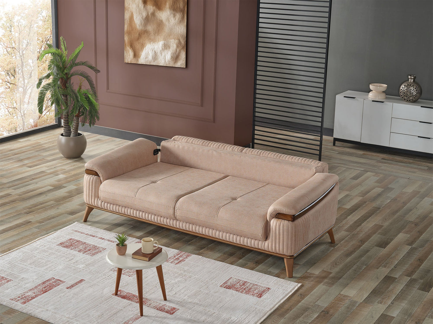 Beta Convertible Sofa in Beige