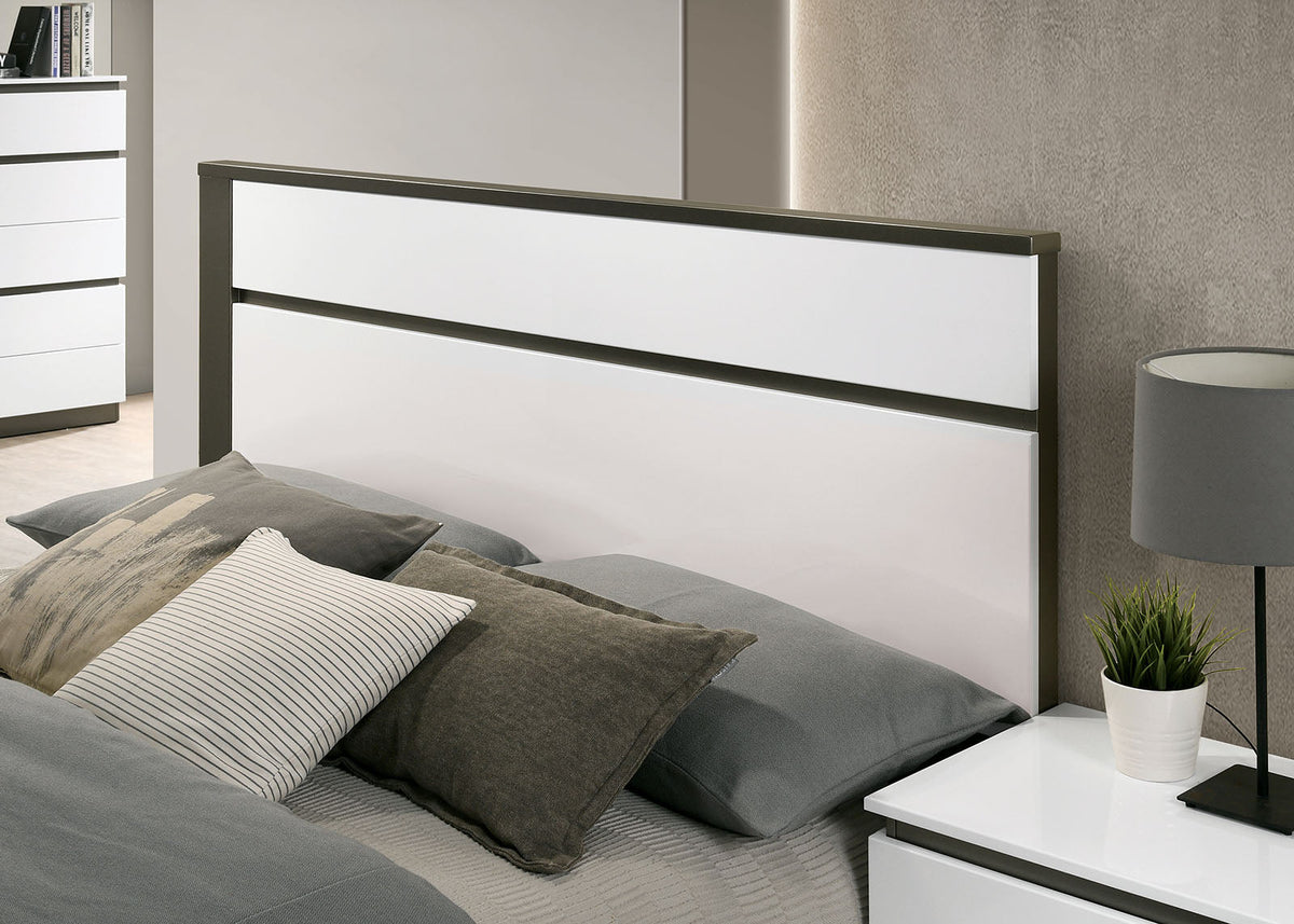 Birsfelden White/Metallic Gray Contemporary Storage Bedroom Set