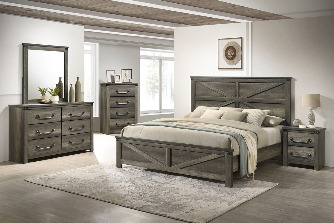 Britonale Rustic Gray Farmhouse Bedroom Set