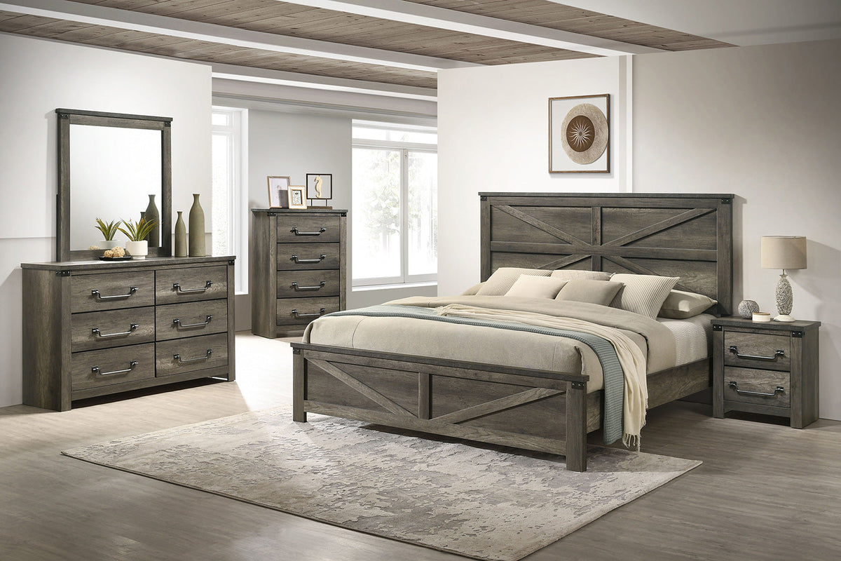 Britonale Rustic Gray Farmhouse Bedroom Set