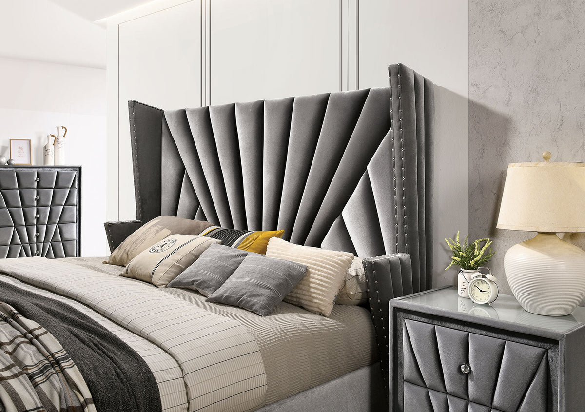Carissa Gray Upholstered Transitional Bedroom Set