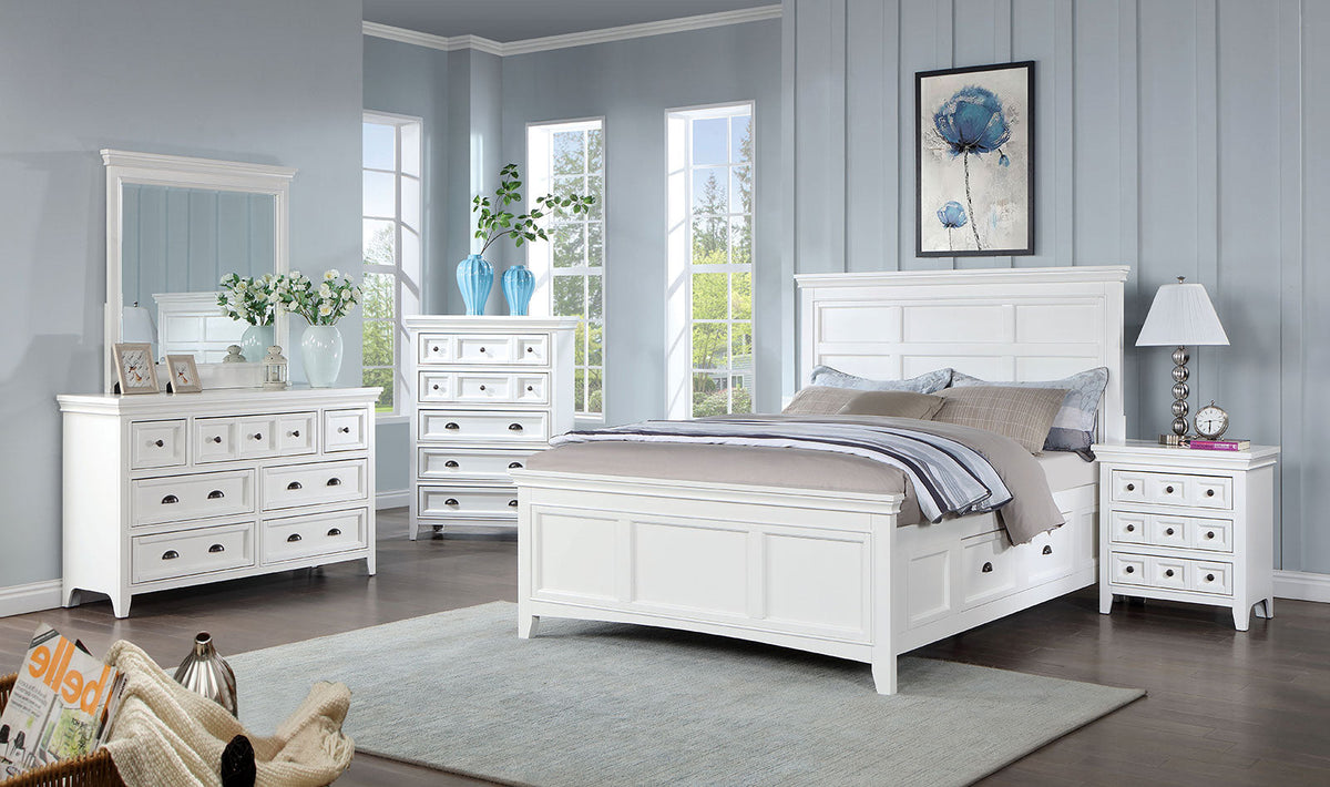 Castile White Transitional Storage Bedroom Set