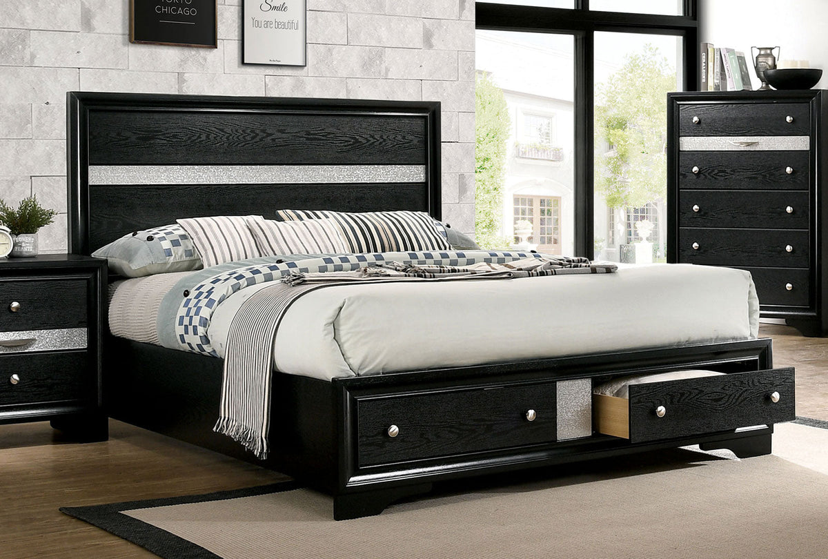 Chrissy Black Contemporary Storage Bedroom Set