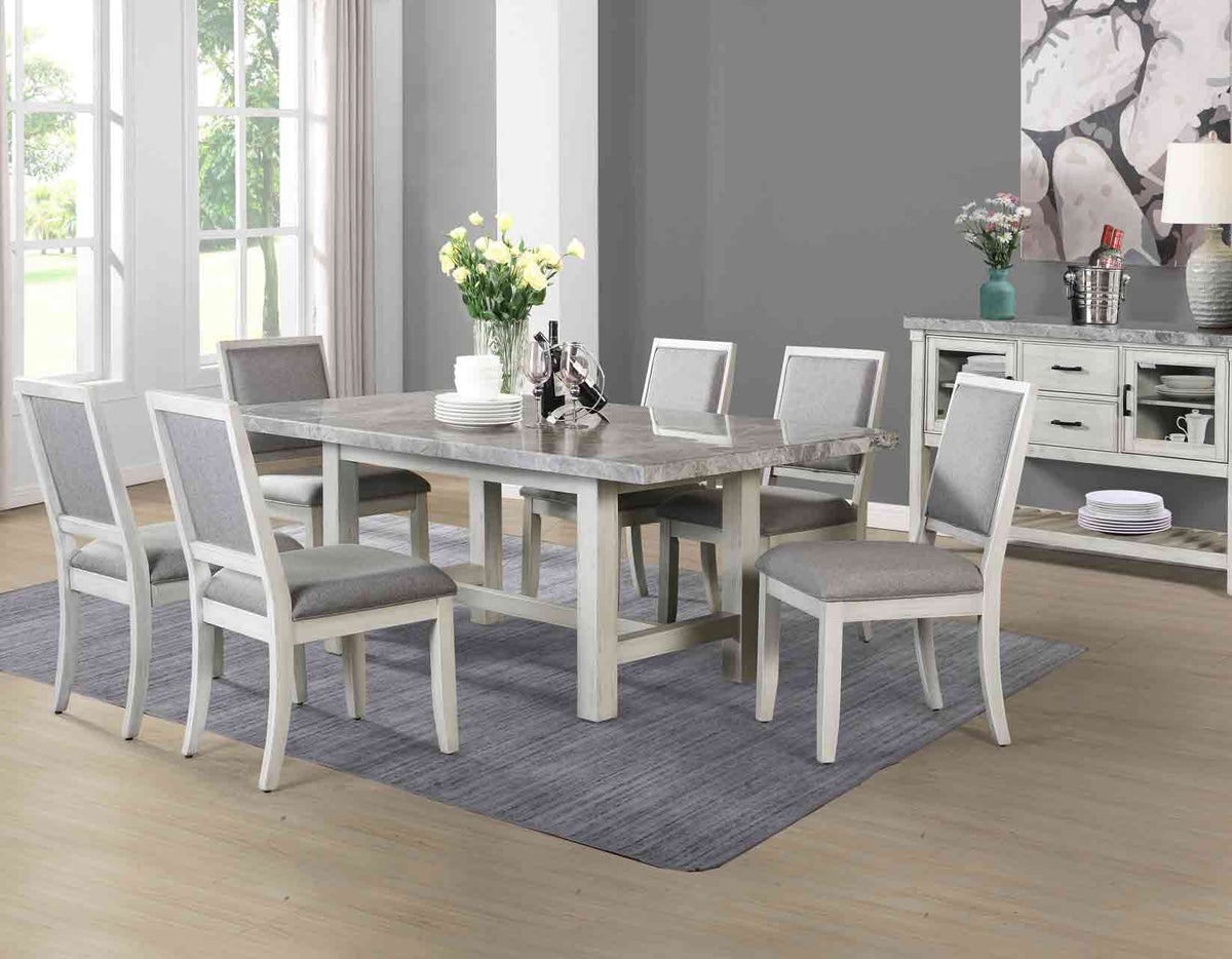 Canova 5-Piece 78-inch Gray Marble Dining Set(Table &amp; 4 Side Chairs)