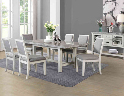 Canova 5-Piece 78-inch Gray Marble Dining Set(Table &amp; 4 Side Chairs)