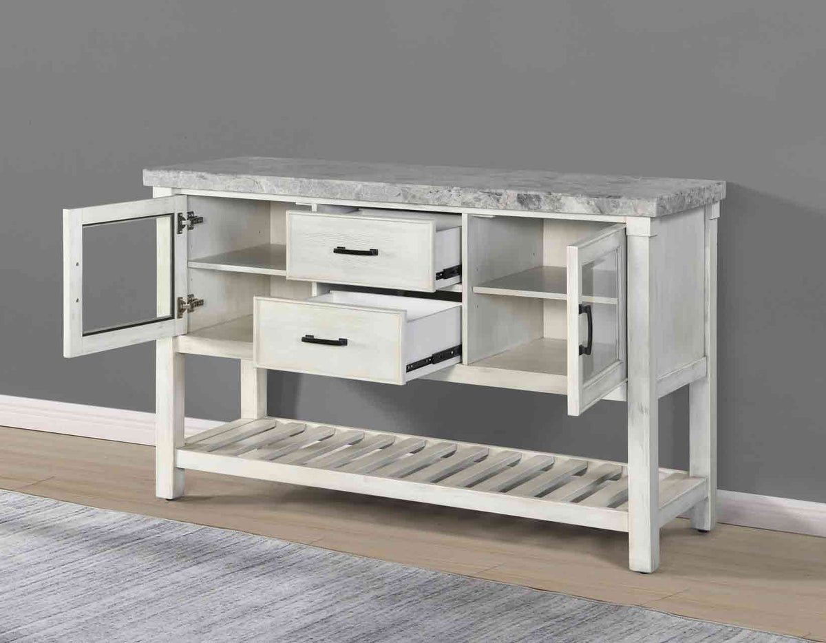 Canova 5-Piece 78-inch Gray Marble Dining Set(Table &amp; 4 Side Chairs)