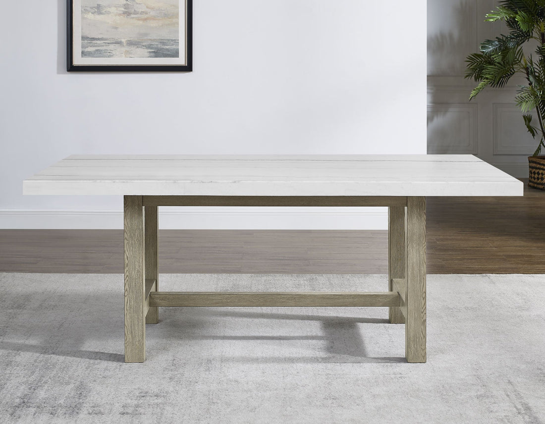 Carena 78-inch White Marble Top Dining Table