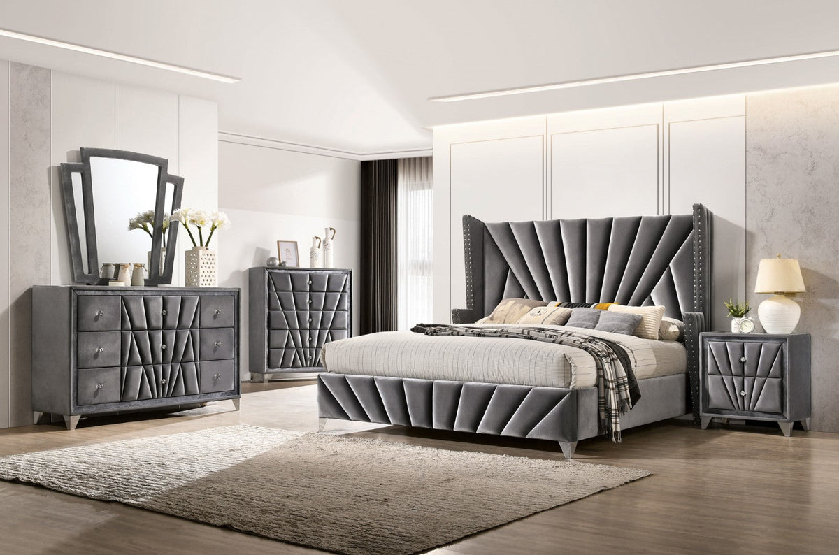 Carissa Gray Upholstered Transitional Bedroom Set