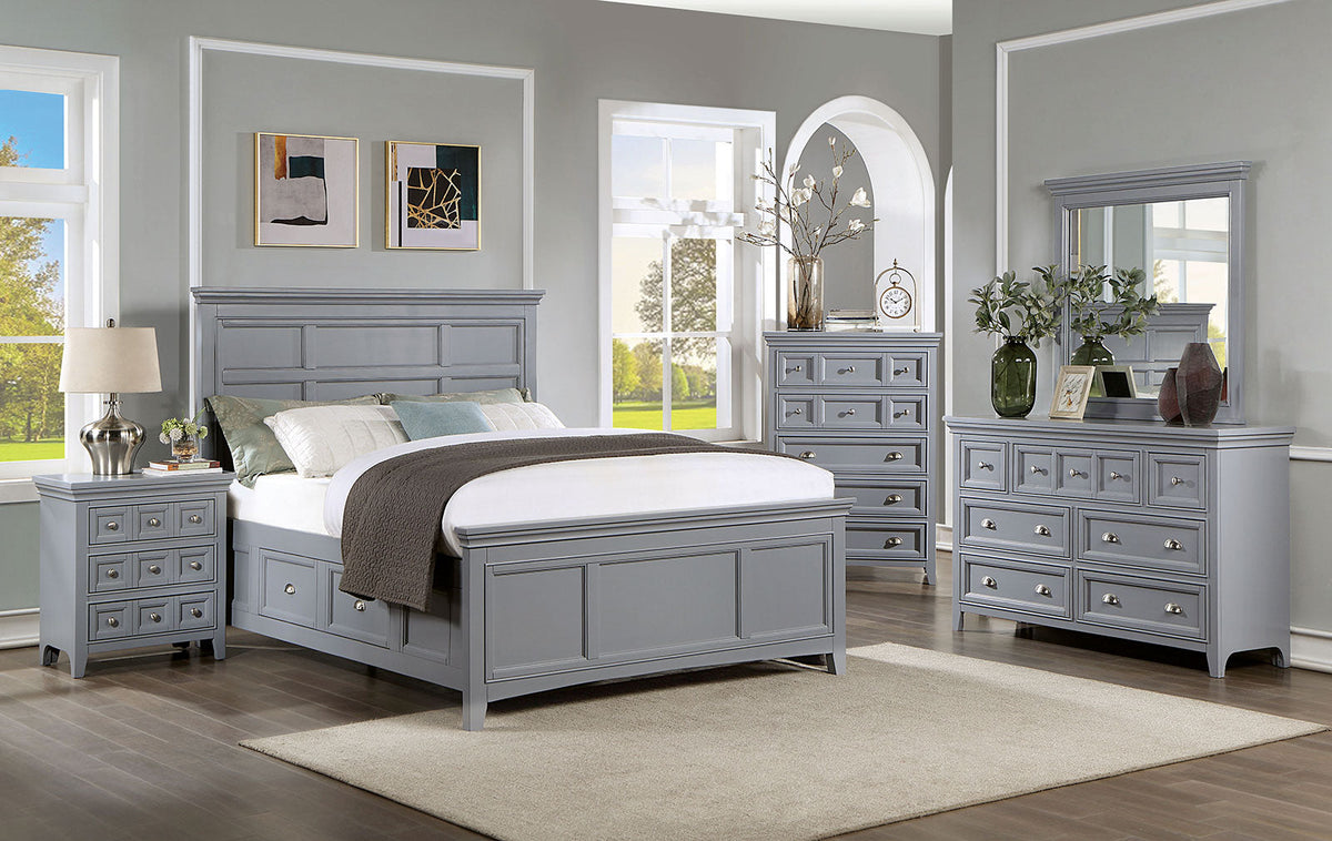 Castlile Gray Transitional Storage Bedroom Set