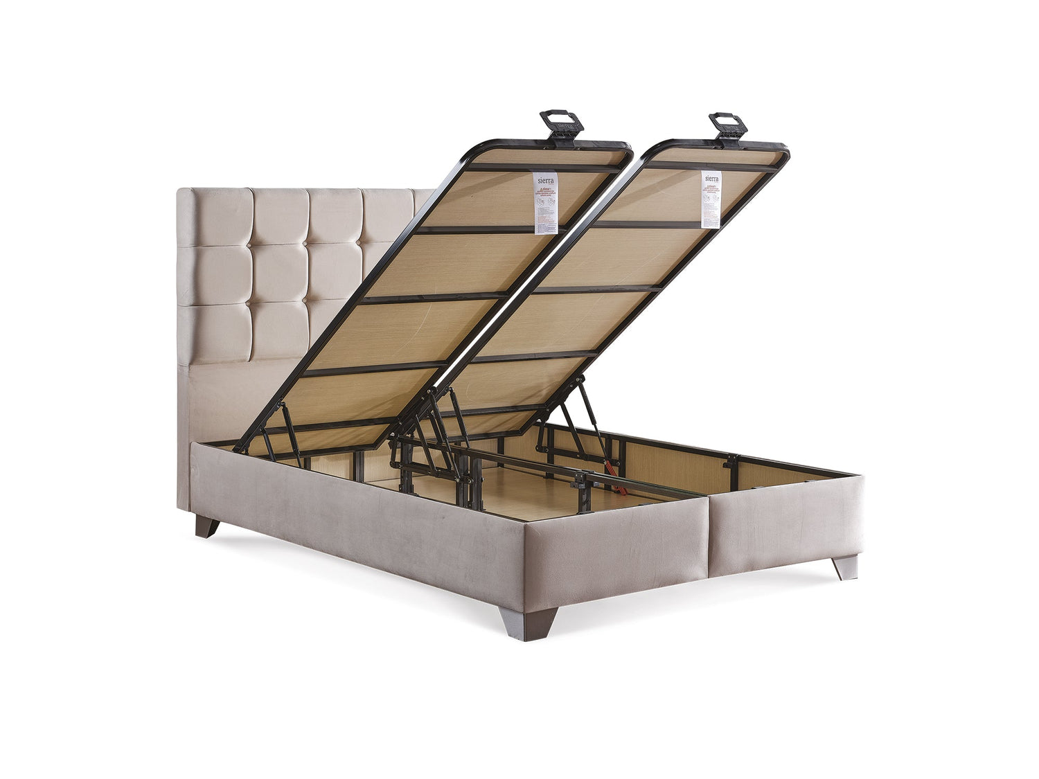 Cenova Full Storage Bed With Headboard in Cream