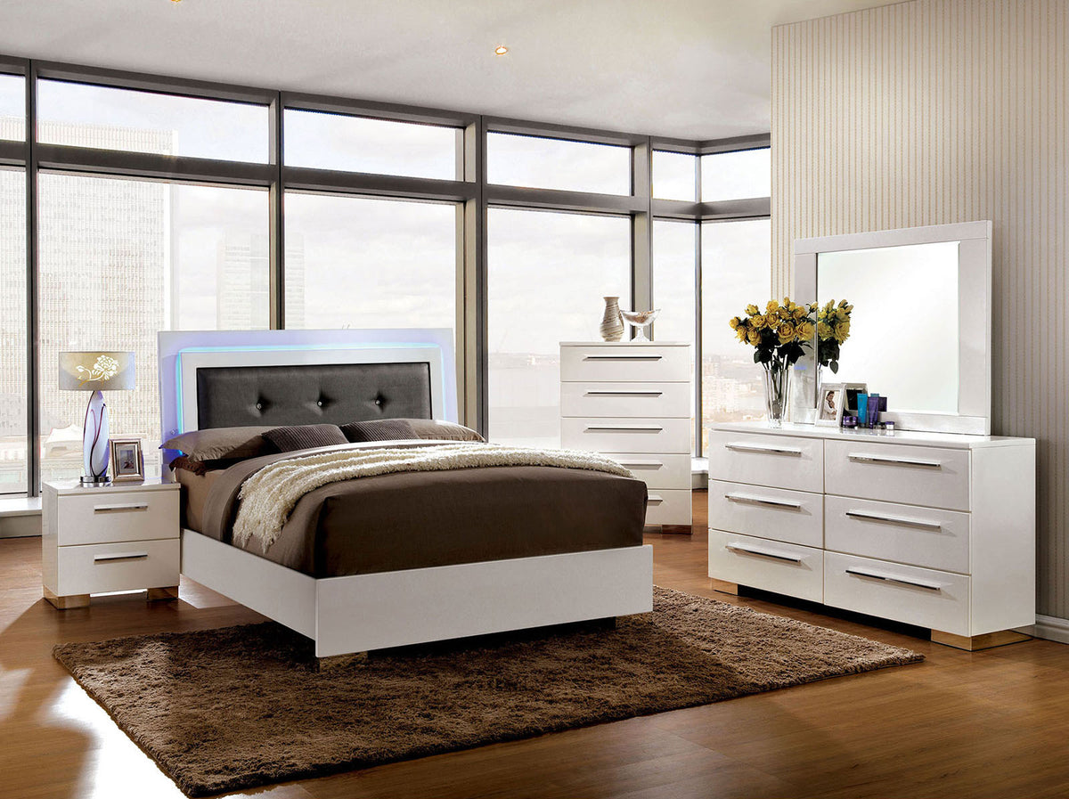 Clementine Glossy White Contemporary Bedroom Set