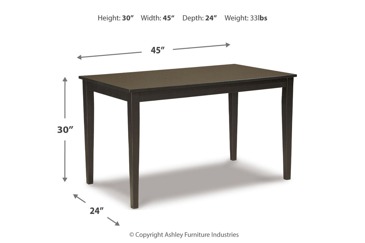 Kimonte Dark Brown Dining Table and 4 Chairs from Ashley - Luna Furniture