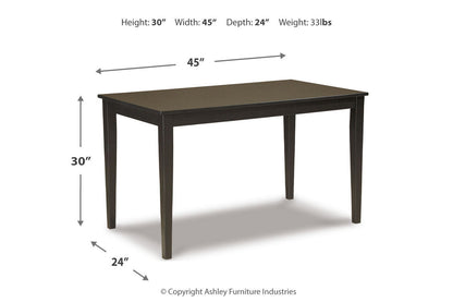 Kimonte Dark Brown Dining Table and 4 Chairs from Ashley - Luna Furniture