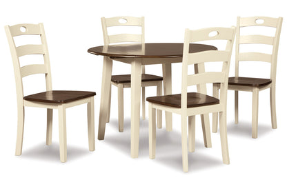 Woodanville Cream/Brown Dining Table with 4 Chairs from Ashley - Luna Furniture