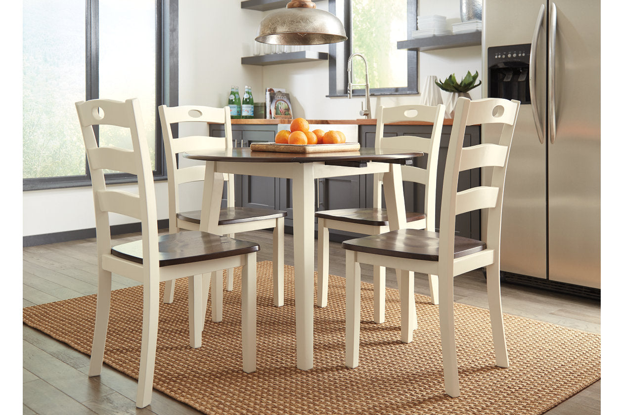 Woodanville Cream/Brown Dining Table with 4 Chairs from Ashley - Luna Furniture