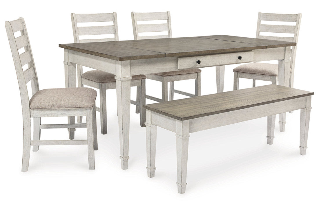 Skempton Two-tone Dining Table, 4 Chairs, and Bench from Ashley - Luna Furniture