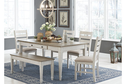 Skempton Two-tone Dining Table, 4 Chairs, and Bench from Ashley - Luna Furniture