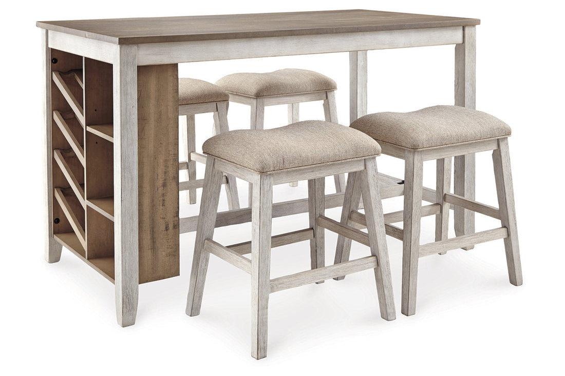 Skempton White/Light Brown Counter Height Dining Table and 4 Barstools from Ashley - Luna Furniture
