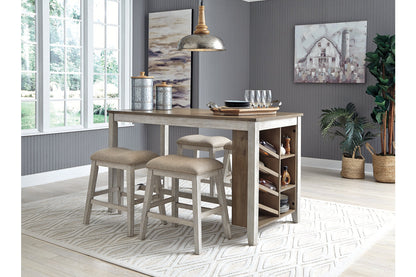 Skempton White/Light Brown Counter Height Dining Table and 4 Barstools from Ashley - Luna Furniture