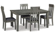 Hallanden Gray Dining Table and 4 Chairs from Ashley - Luna Furniture