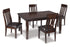 Haddigan Dark Brown Dining Table and 4 Chairs -  Ashley - Luna Furniture