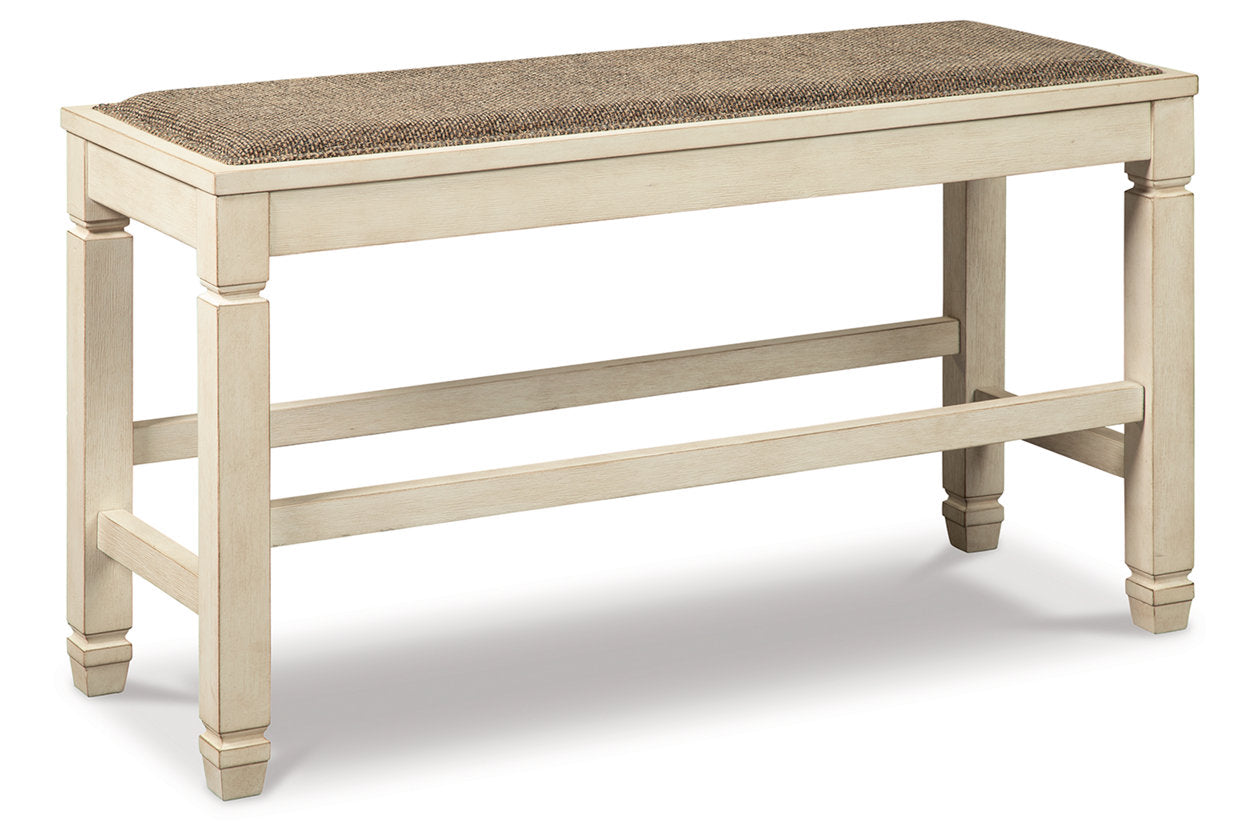 Bolanburg Antique White Counter Height Dining Table, 4 Barstools, Bench and Server from Ashley - Luna Furniture