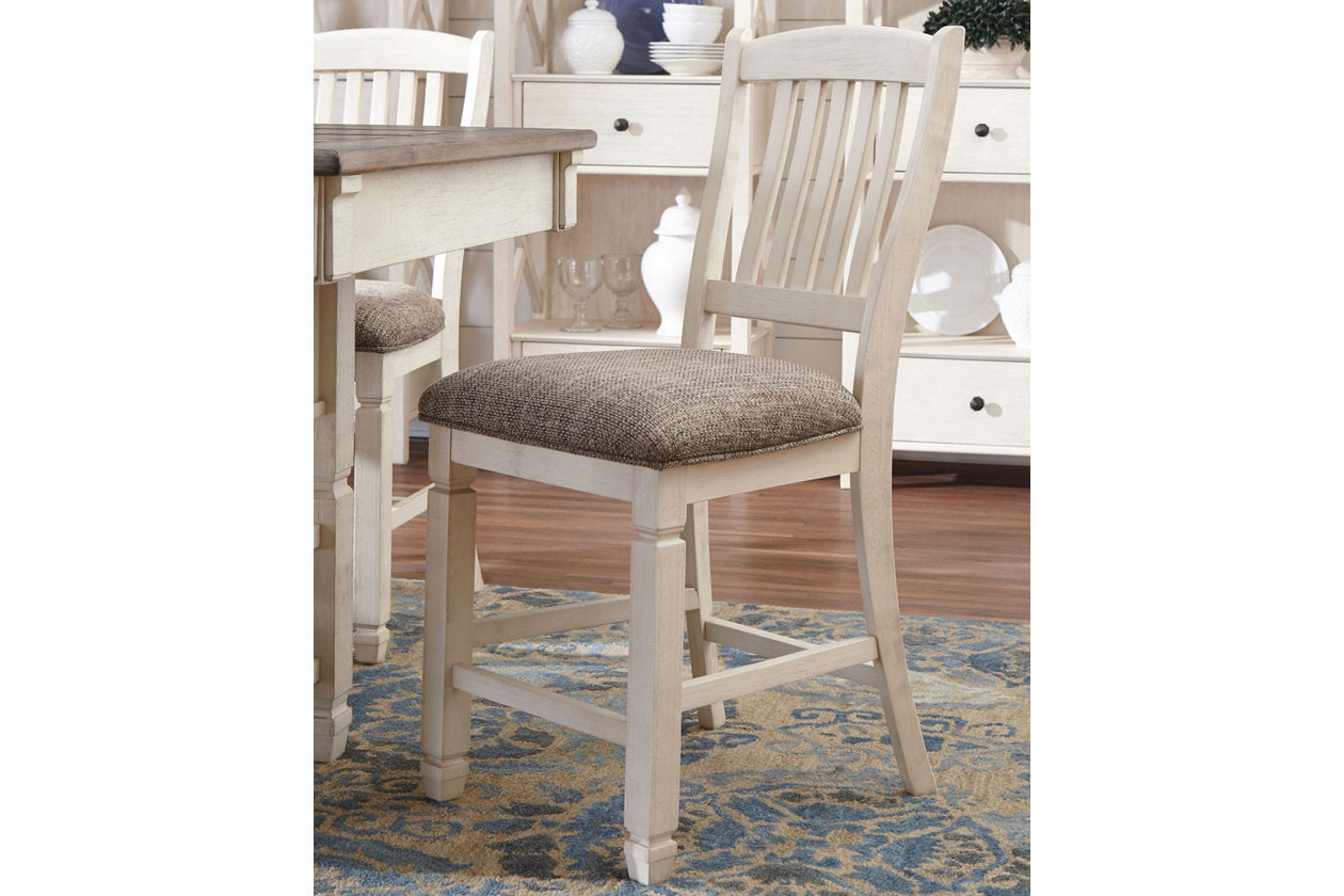 Bolanburg Antique White Counter Height Dining Table, 4 Barstools, Bench and Server from Ashley - Luna Furniture
