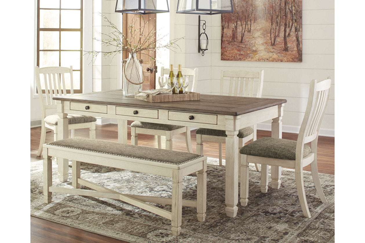 Bolanburg Antique White Dining Table with 4 Chairs and Bench from Ashley - Luna Furniture