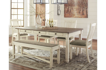 Bolanburg Antique White Dining Table with 4 Chairs and Bench from Ashley - Luna Furniture