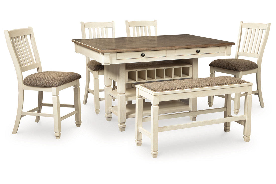 Bolanburg Two-tone Counter Height Dining Table and 4 Barstools and Bench -  Ashley - Luna Furniture