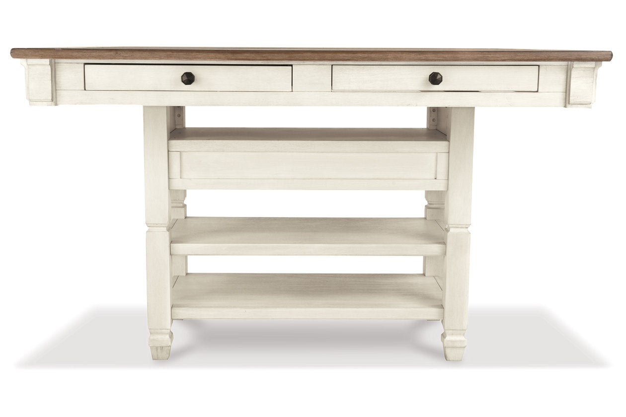 Bolanburg Antique White Counter Height Dining Table, 4 Barstools, Bench and Server from Ashley - Luna Furniture